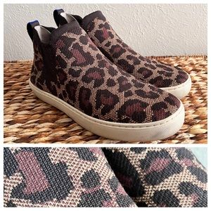 Rothy’s leopard high top Chelsea knit woven sneakers 8.5 shoes